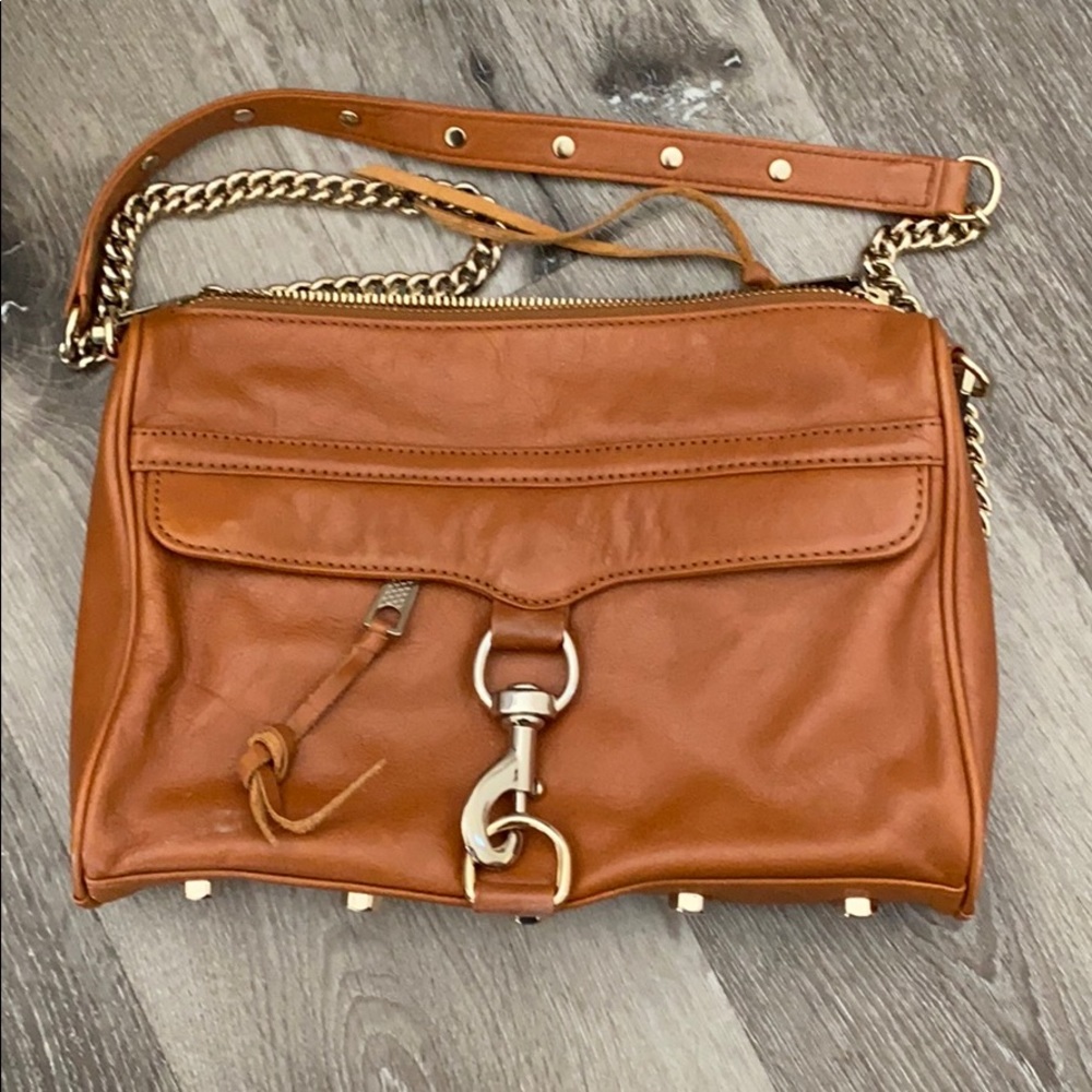 Rebecca Minkoff Brown Leather Gold Chain Crossbody